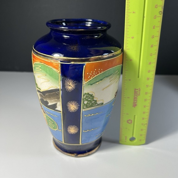 Antique Vase Oriental Japanese Hand Painted Ceramic Made in Japan Artisanal READ - Picture 8 of 9